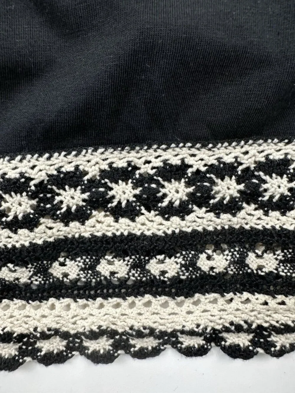 J. Jill Women’s Black Sheath Dress Crochet Hem shift Soft Modal Blend L - Picture 6 of 9